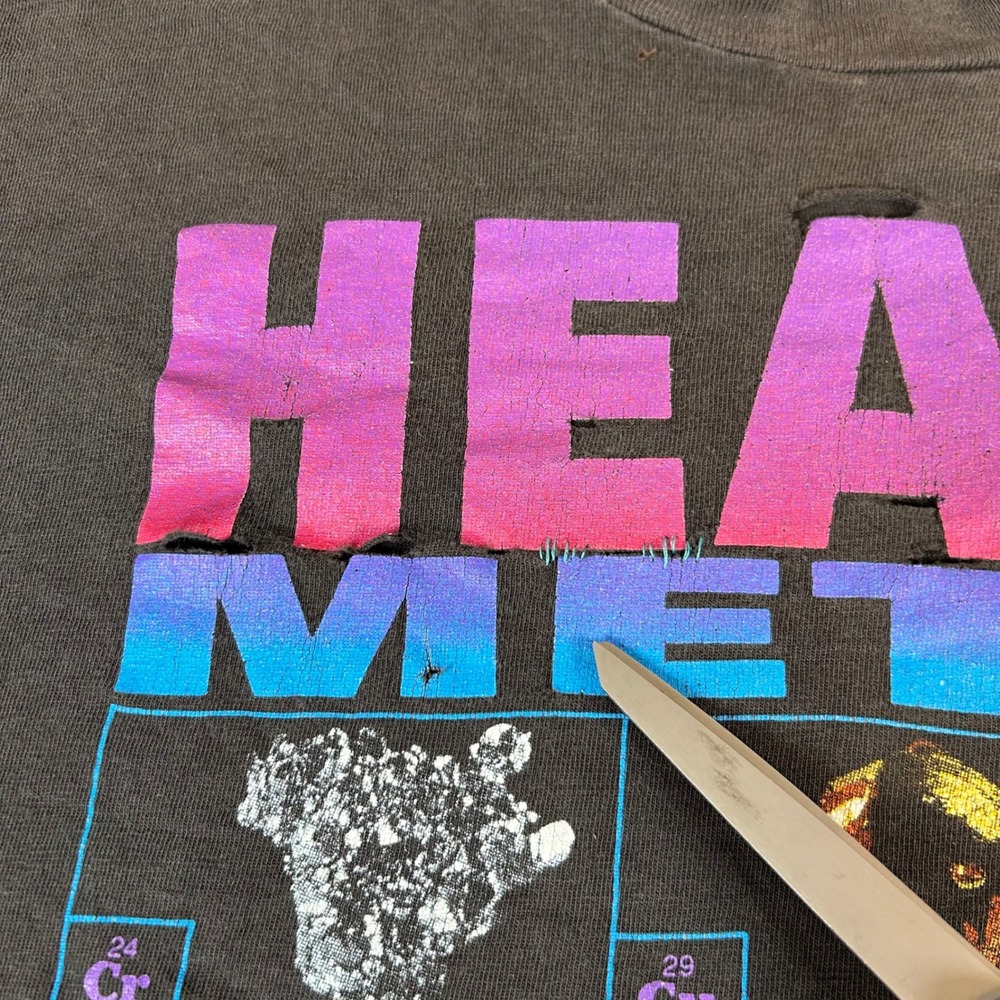 Vintage 90s Hanes Heavy Metal T-Shirt Mens XL Black Nature Company Distressed - Picture 6 of 15